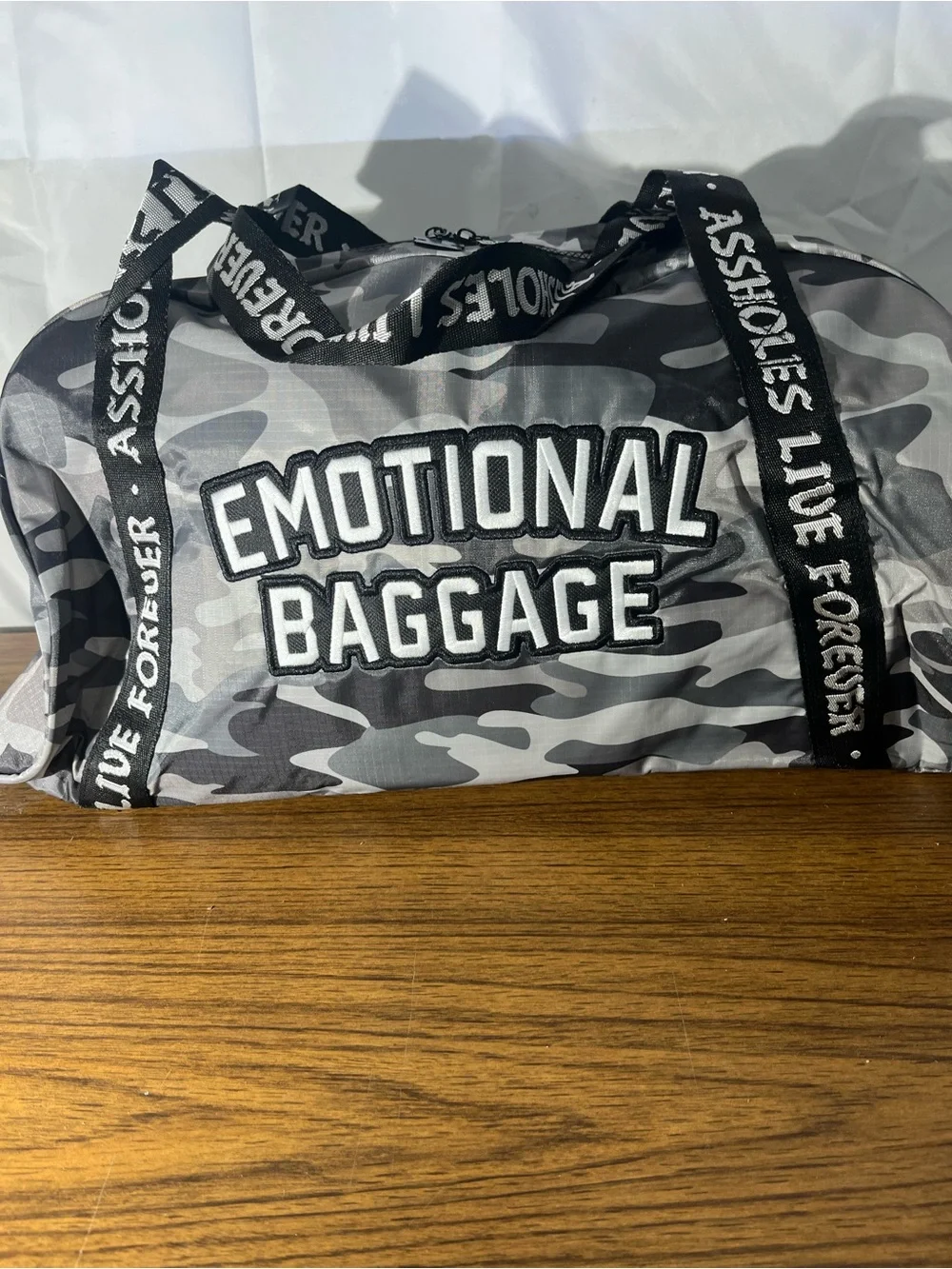 A**holes Live Forever Emotional Baggage Duffel Bag Skull Camoglog All-Over Print